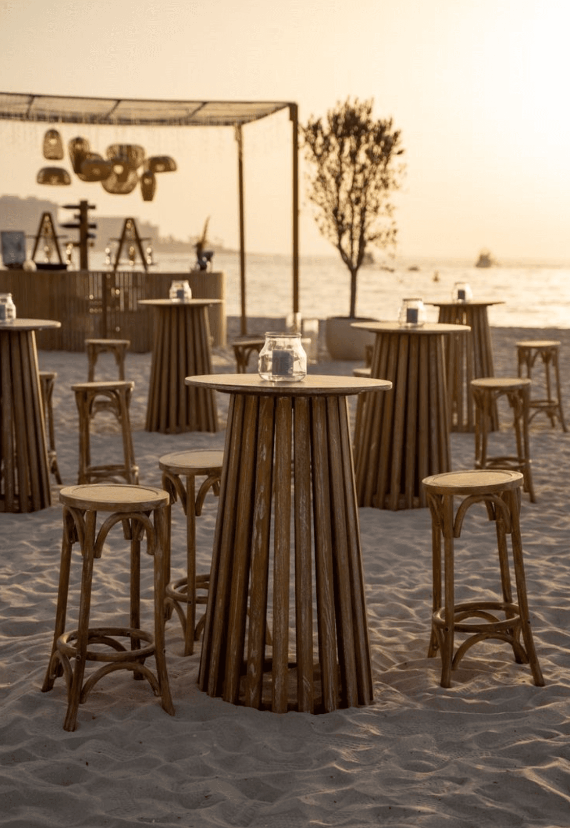 Decorative woven lamps for restaurant interior - handcrafted lighting