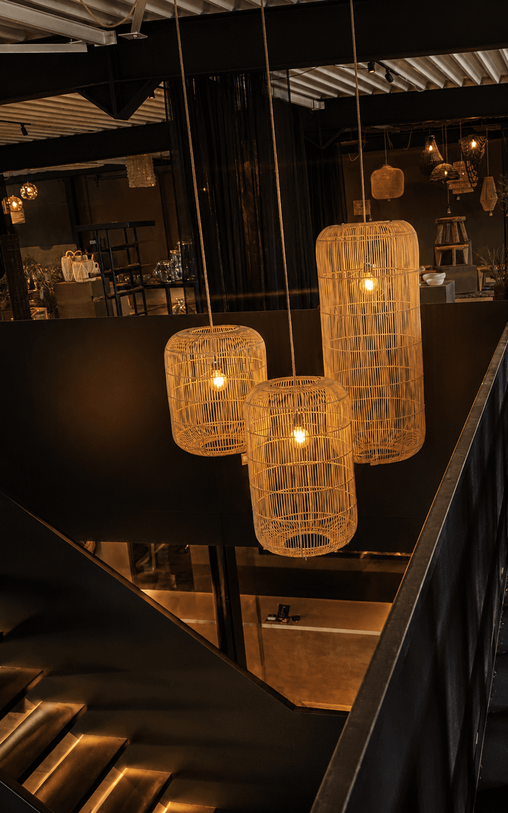 Tall Rattan Lampshade STIEBRS 120 cm - View in a room