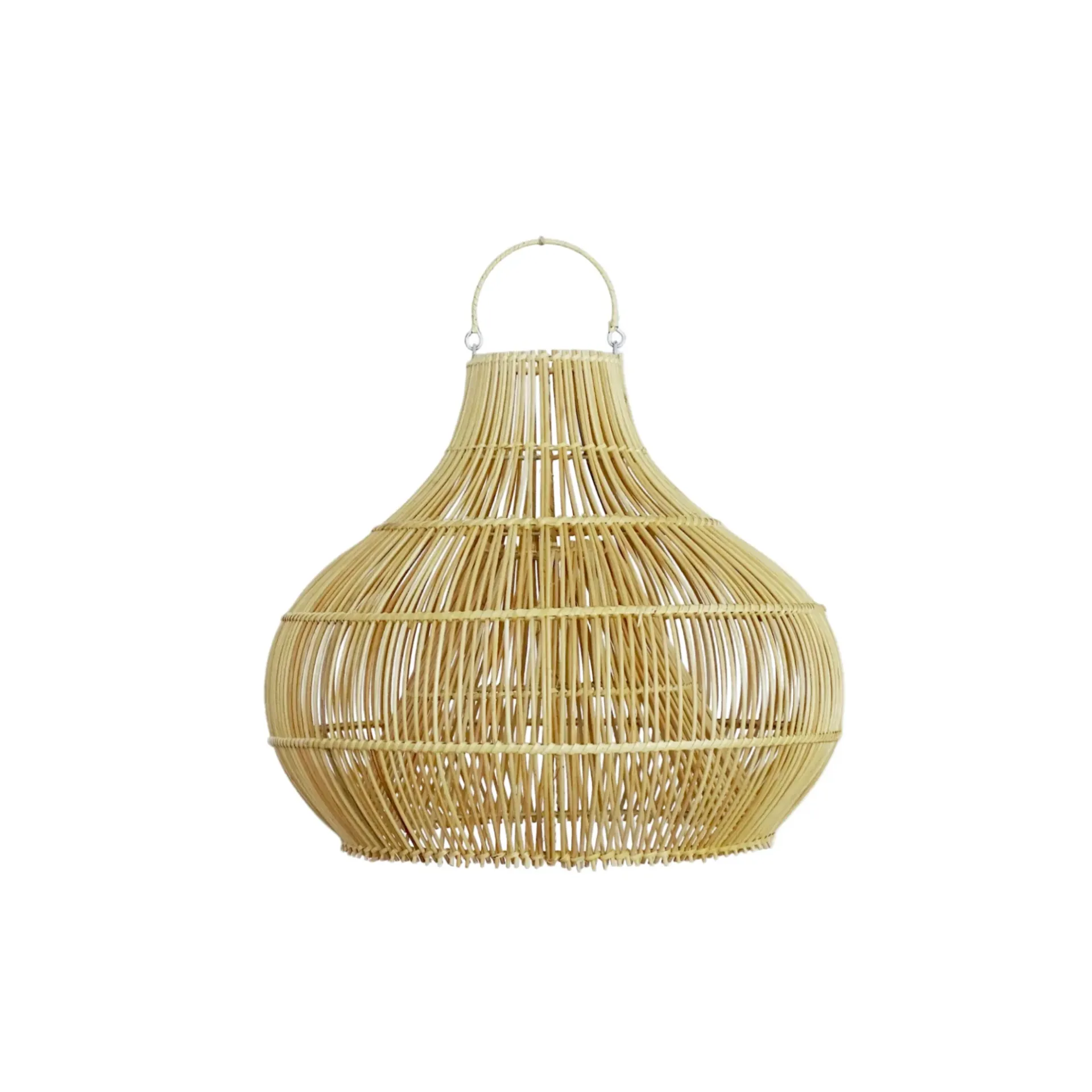 Käsitsi punutud laelamp. Rotangist materjal, orgaaniline kuju.