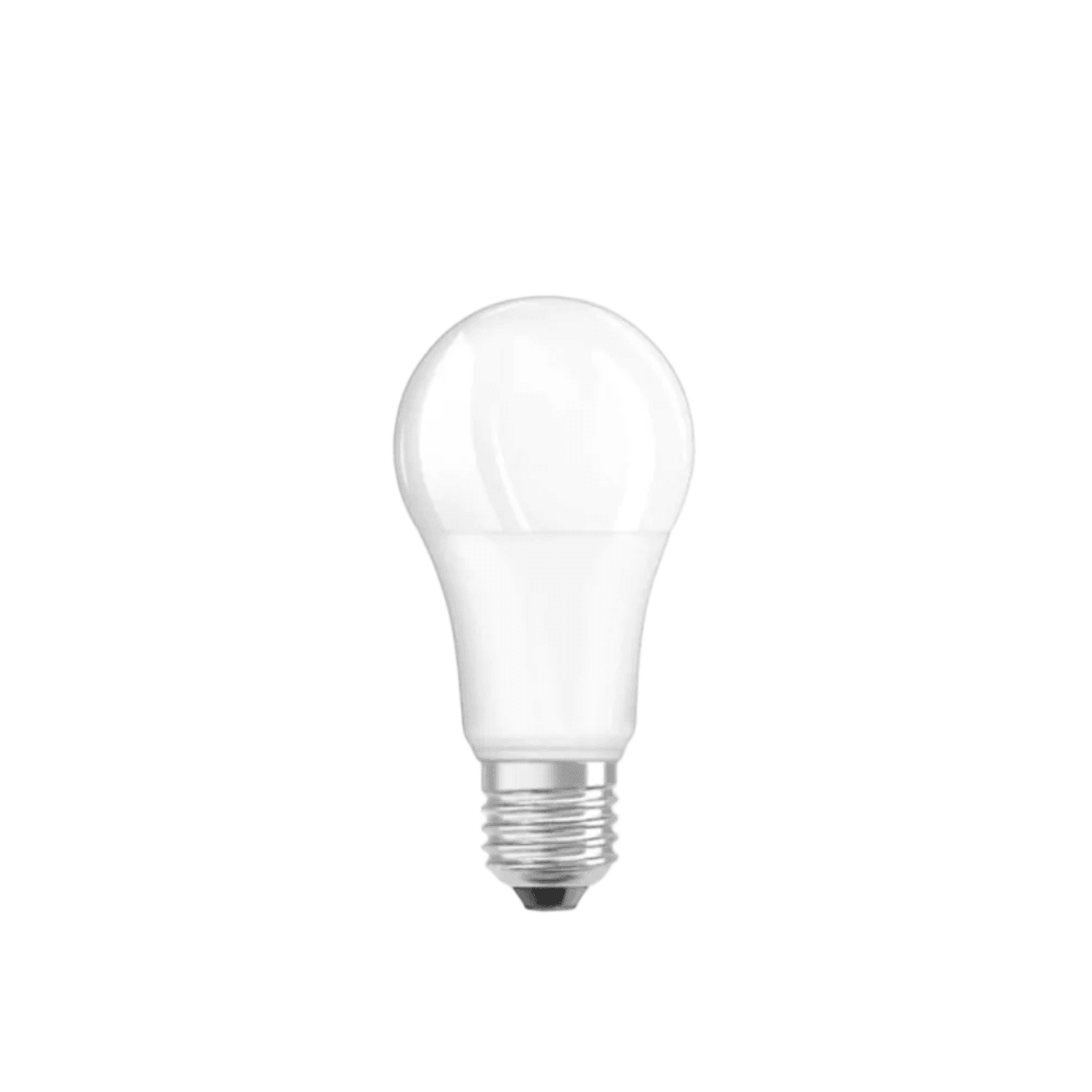 Balta LED lemputė baltame fone