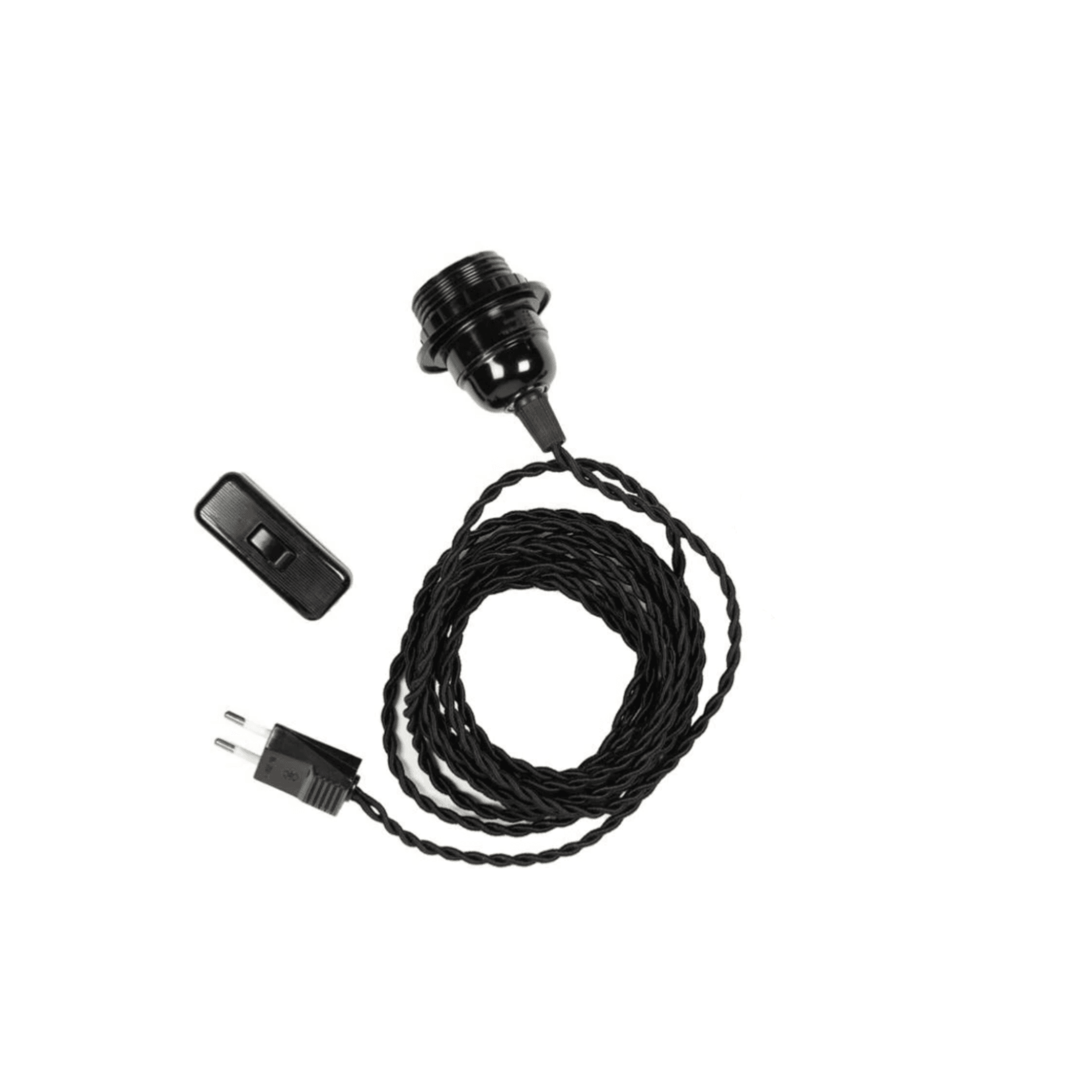 Black PītasLampas ceiling lamp cord set with switch and bulb holder