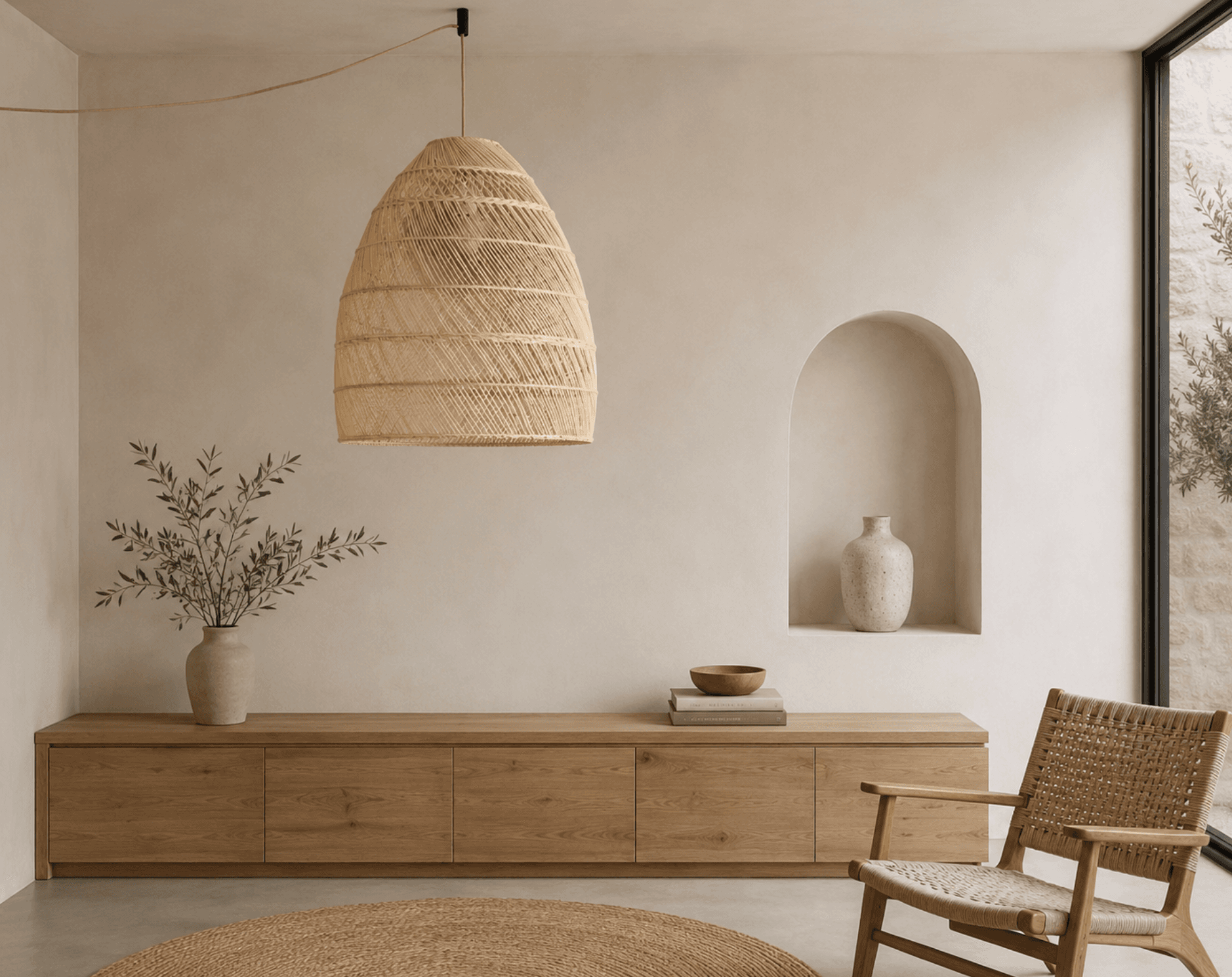Rattan Pendant Dome OLA - View in a room