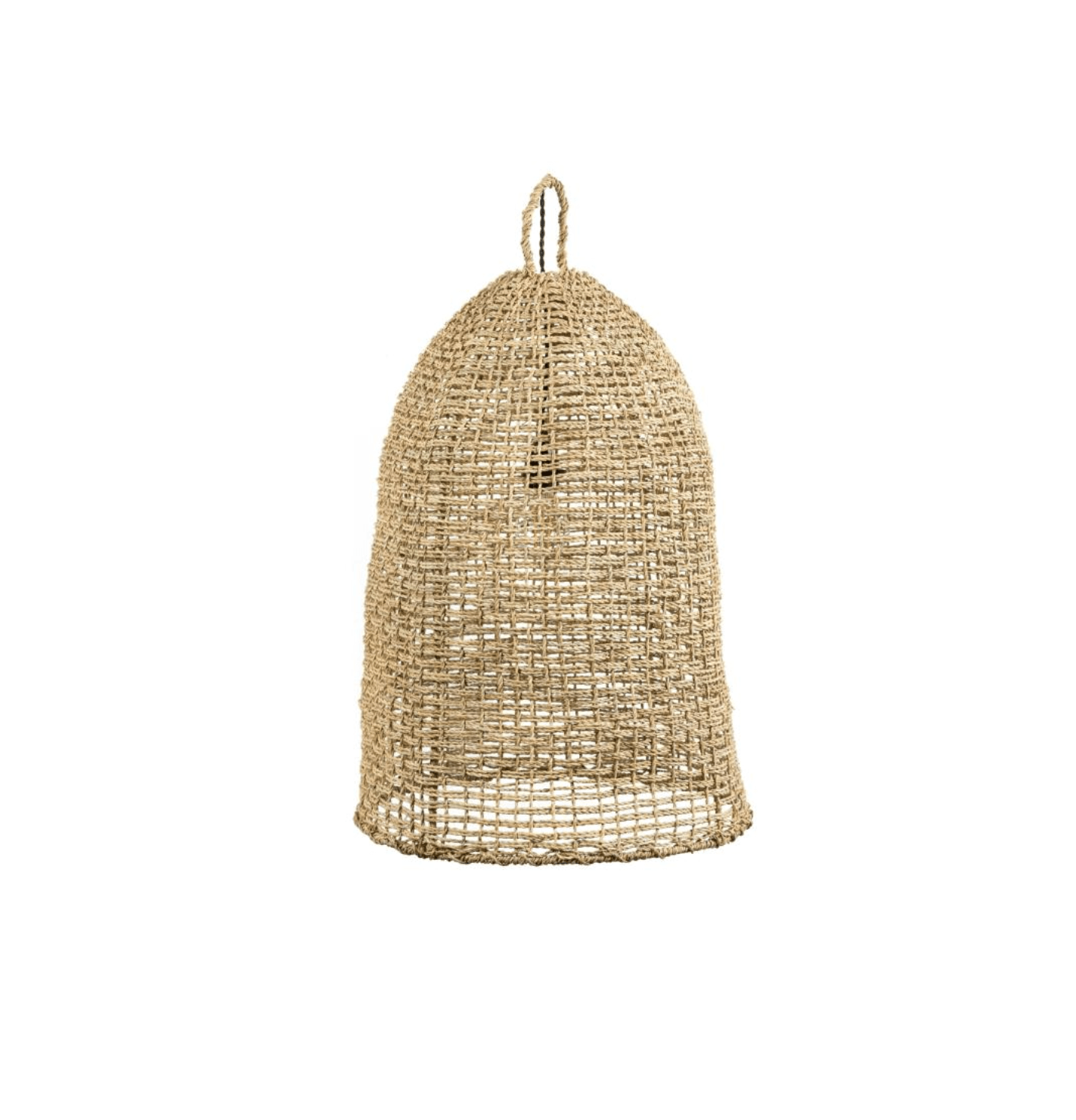 Käsitsi punutud laelamp. Roost varjund, koonusekujuline.