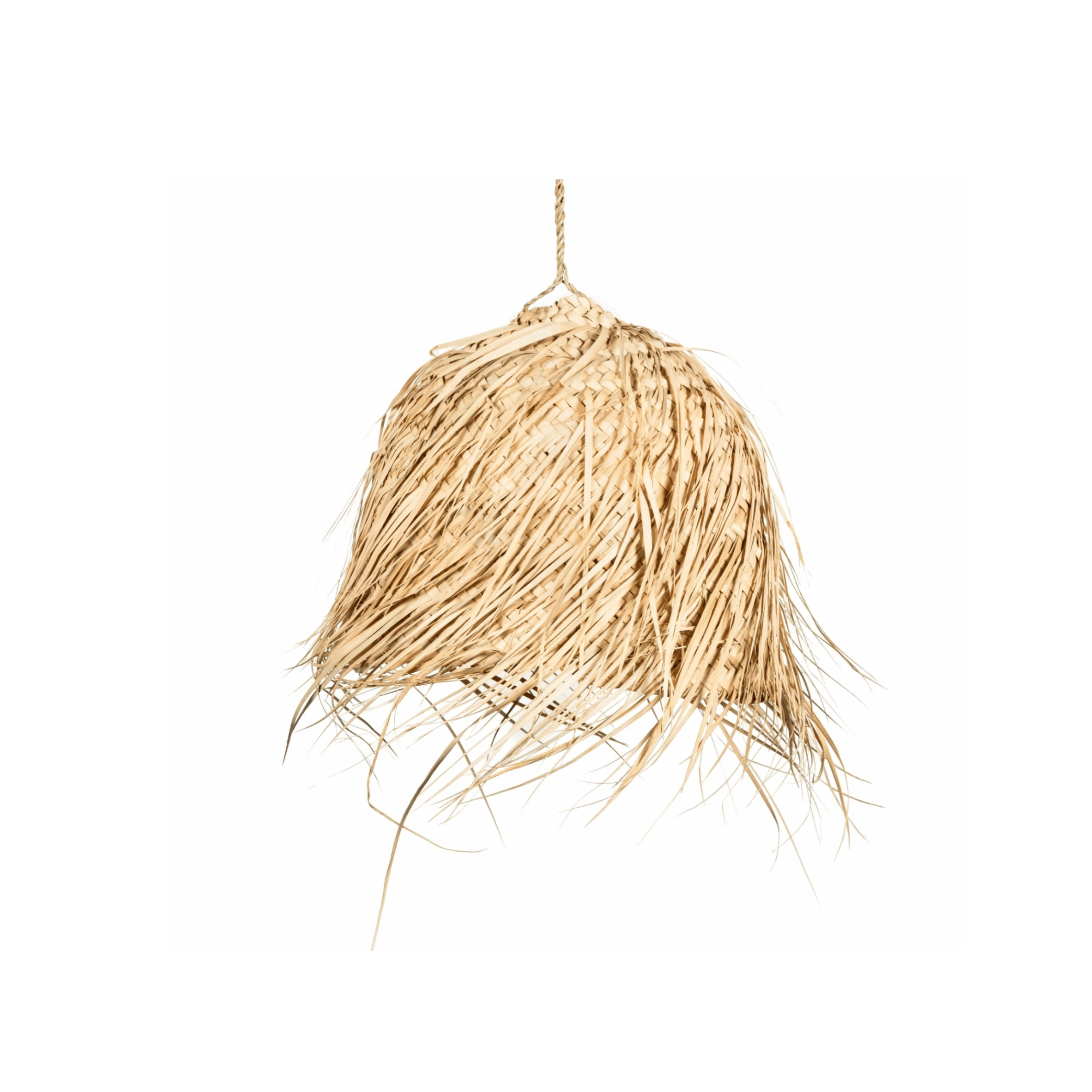 Käsitsi valmistatud pilliroost punutud laelamp. Boho stiilis valgustus.