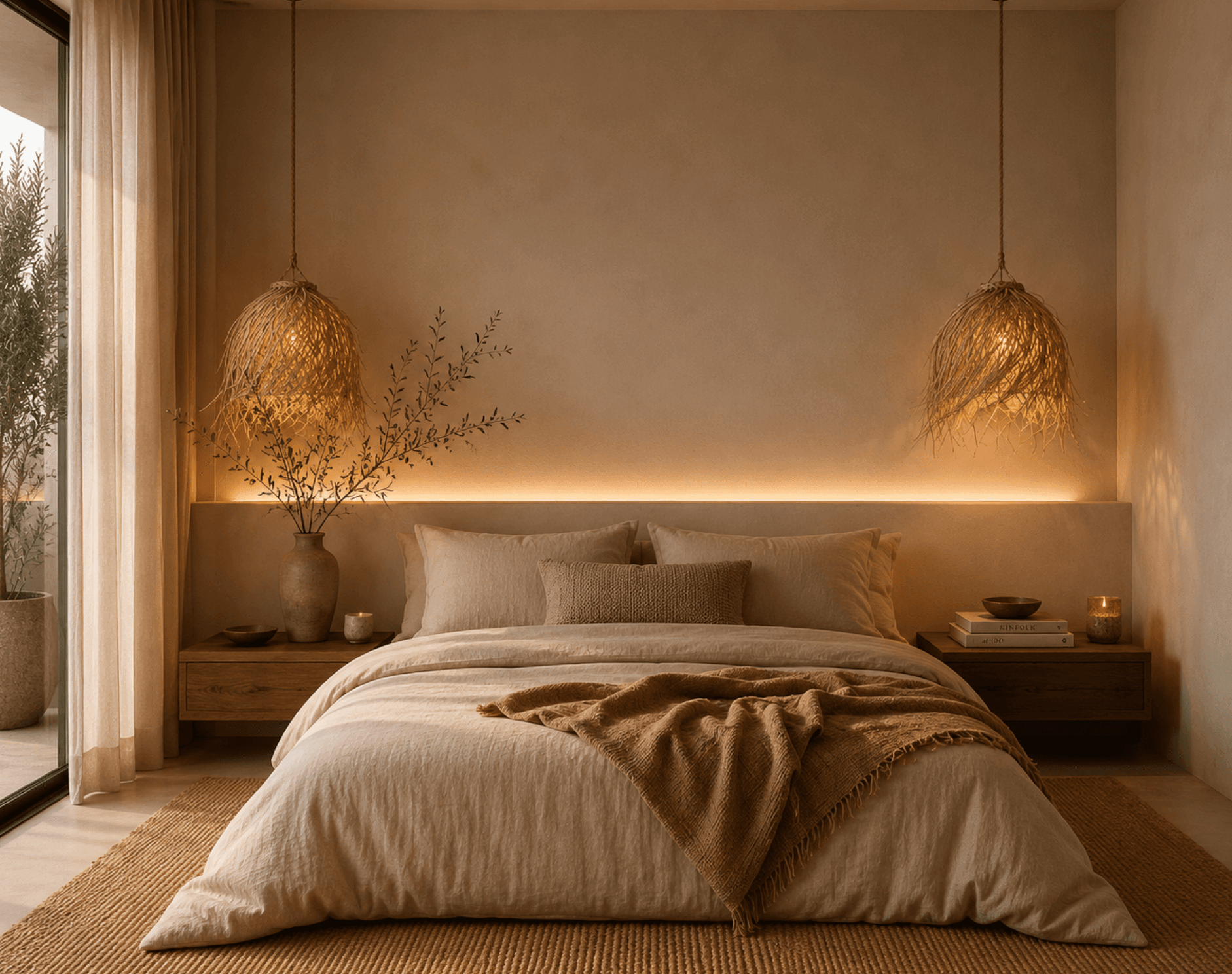 Straw Lampshade TULPE - View in a room