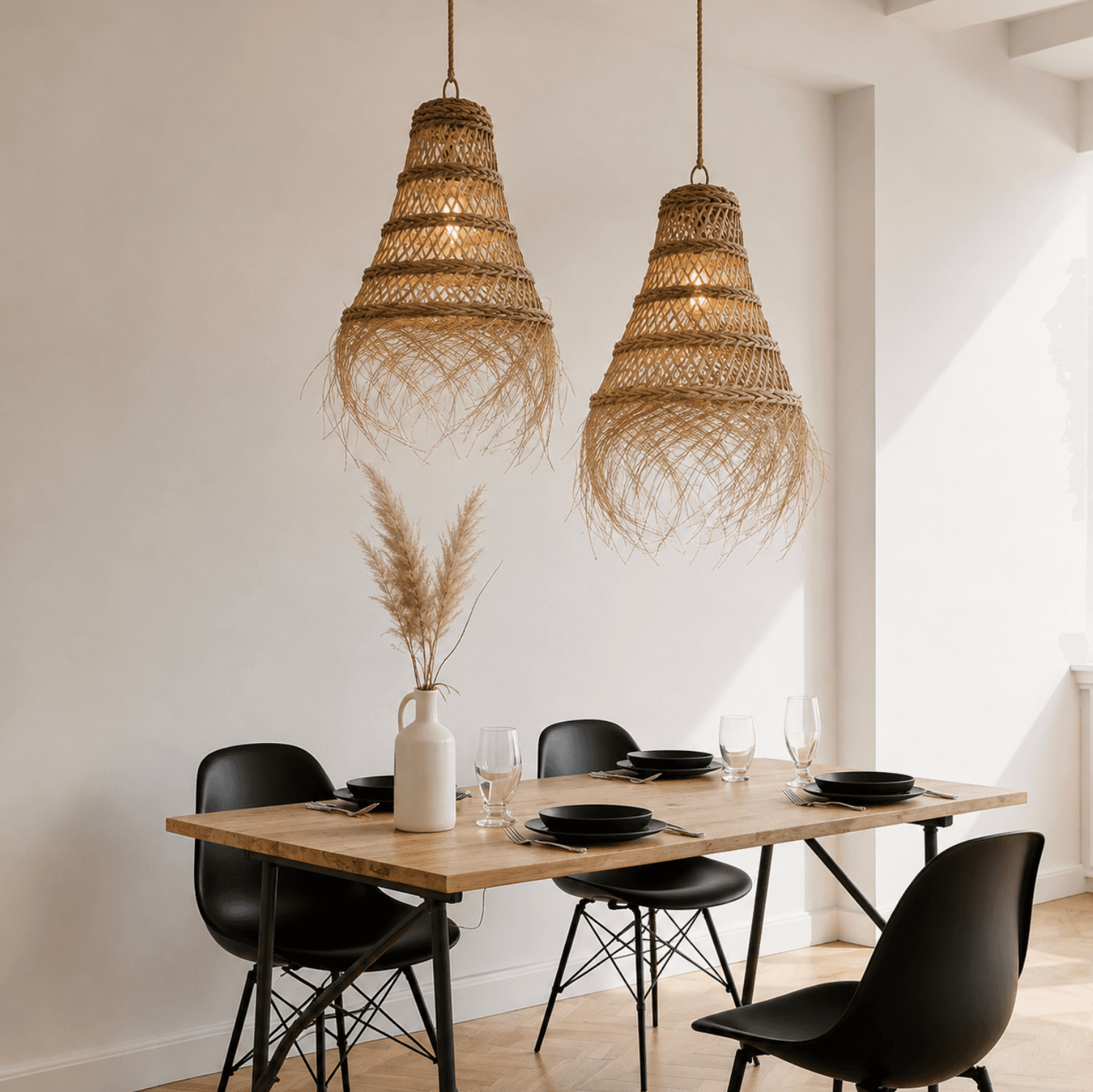 Mediterranean Boho Esparto Lampshade OĀZE - Im Raum ansehen