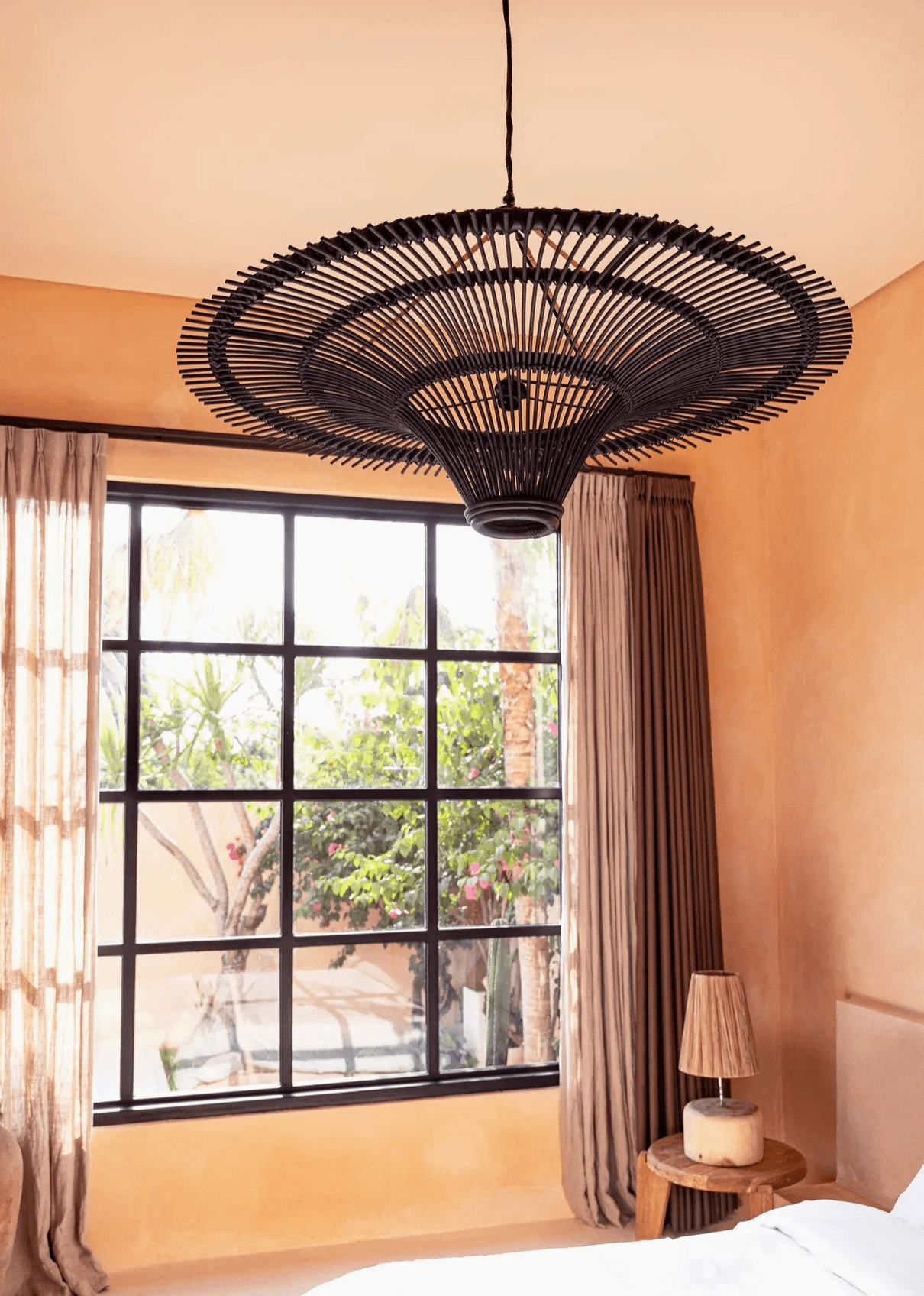 Black Rattan Lampshade SMALL WHEEL 110 cm - View in a room