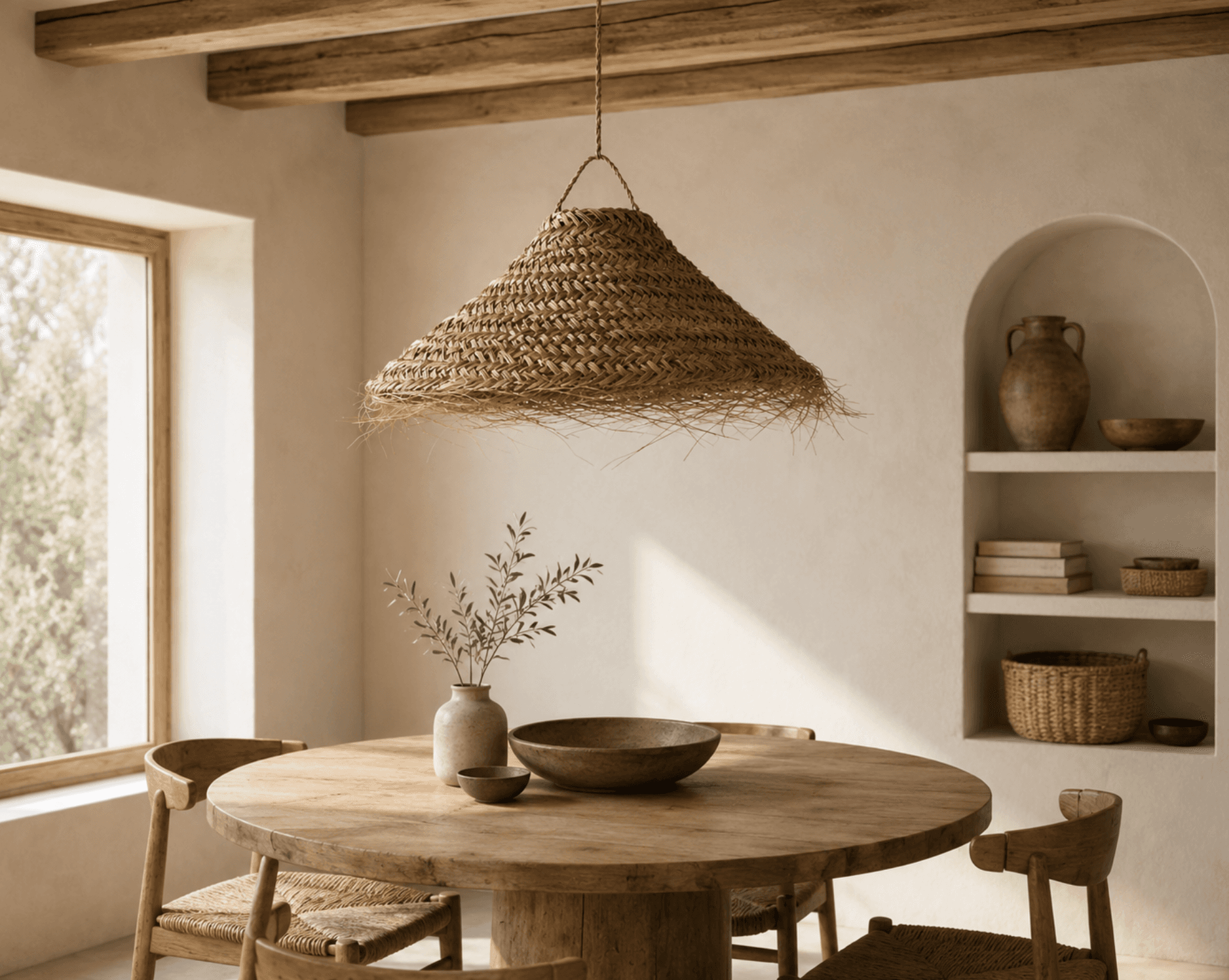 Palm Leaf Pendant Lampshade DABAS SPĒKS - View in a room