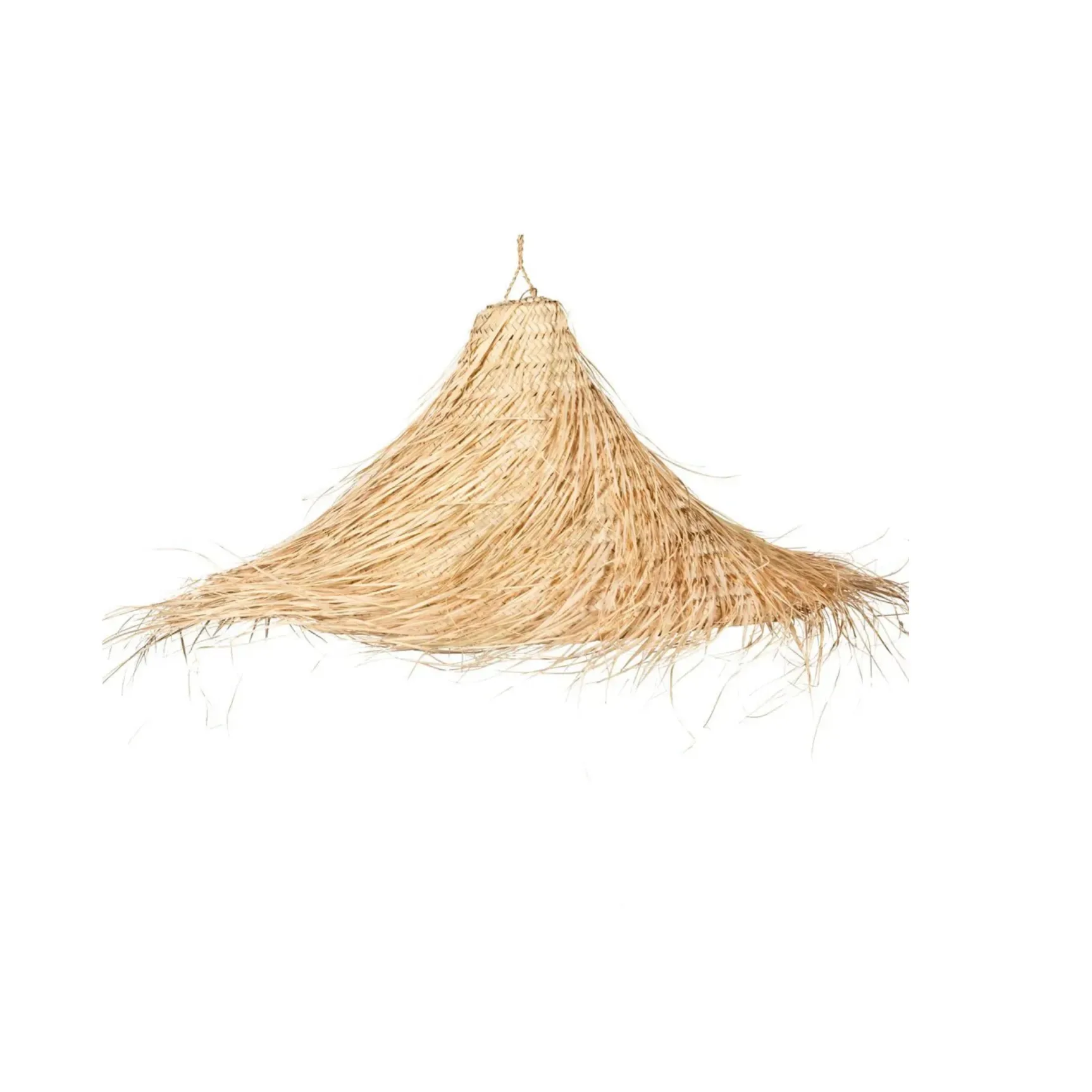 Käsitsi valmistatud pilliroost laelamp, koonusekujuline, boho stiil