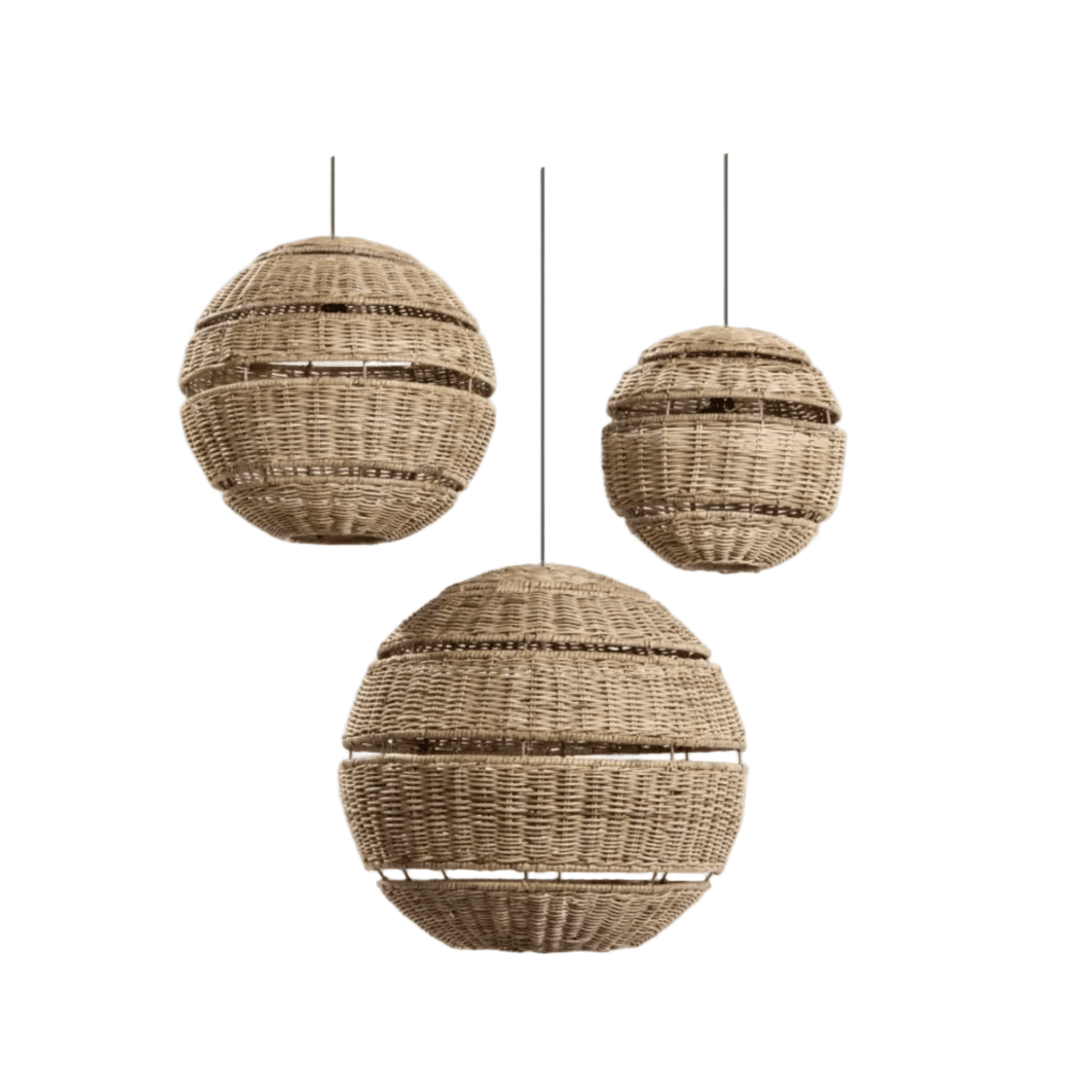 Set of 5 Round Rattan Lampshades OGA - Image 1