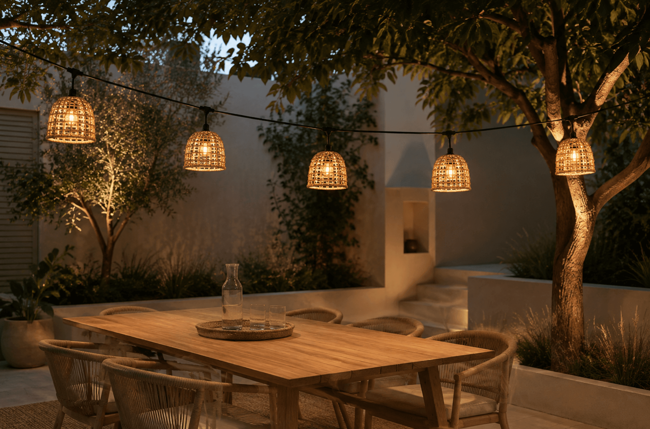 Woven Lampshade Garden String Light 6.5 m - Im Raum ansehen