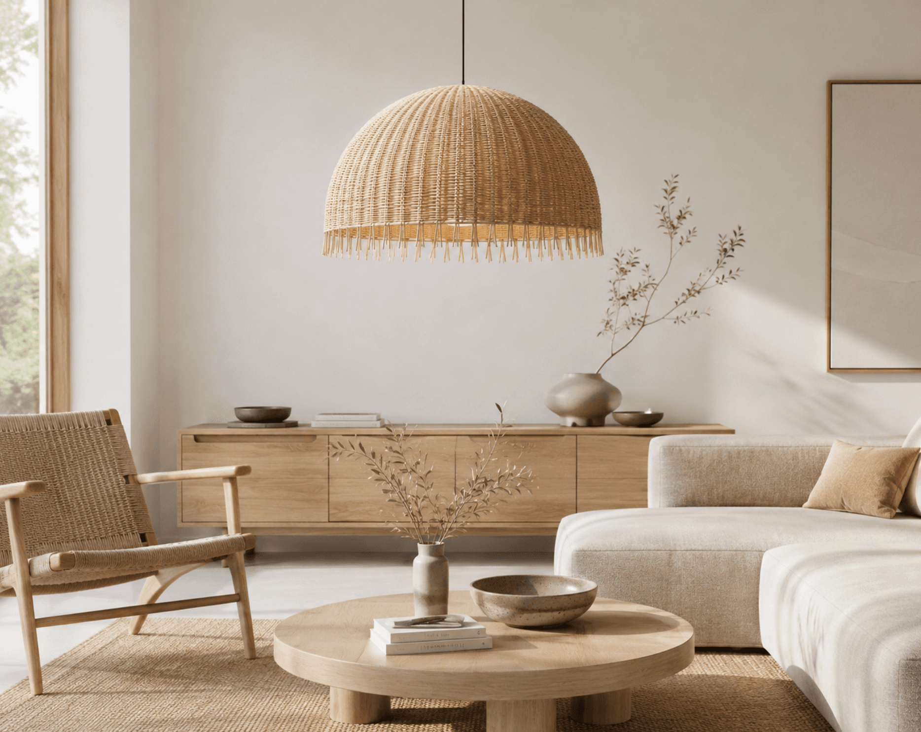 Woven Wicker Lampshade DZERVENE - Im Raum ansehen