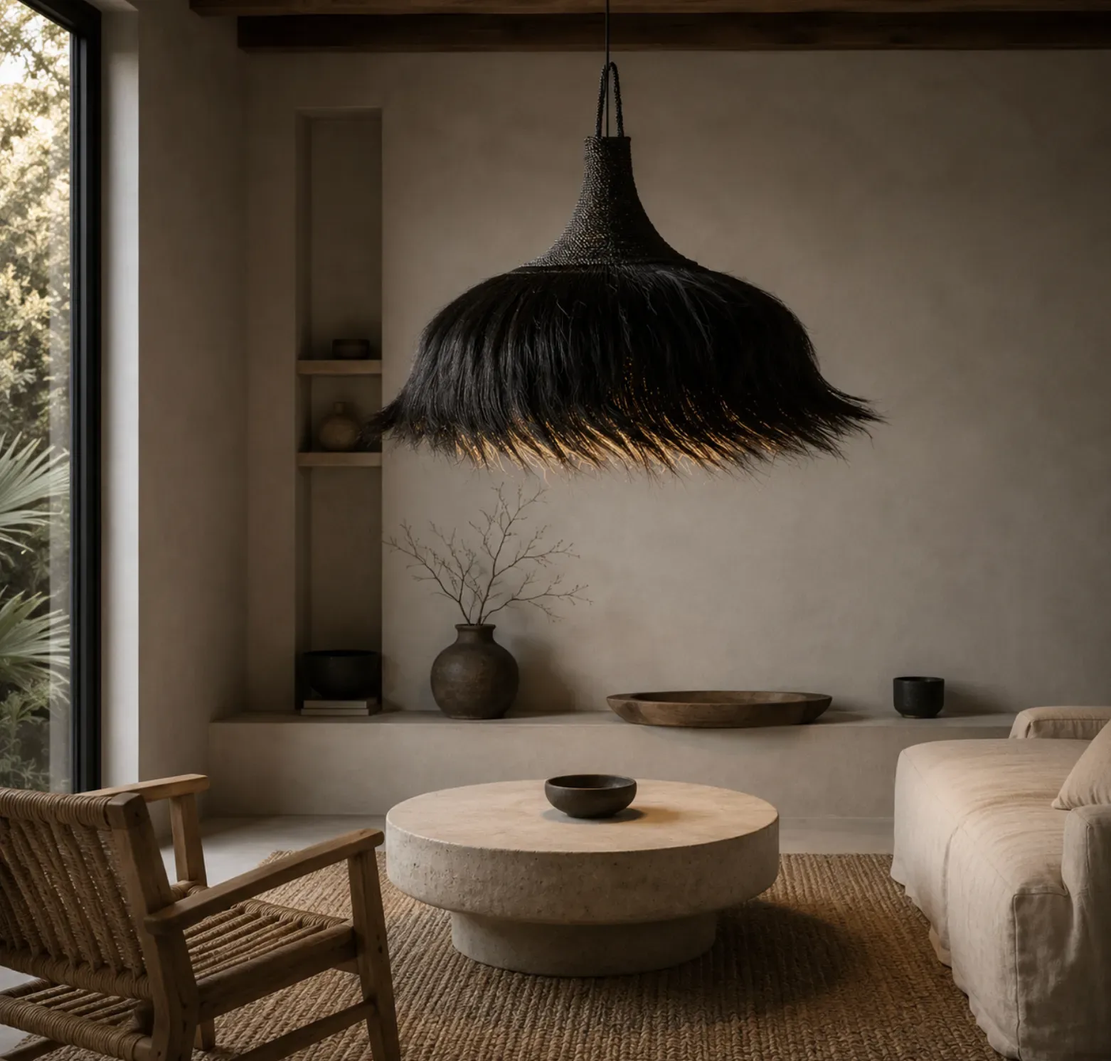 Mendong Grass Lampshade OTA Ø100 cm - View in a room