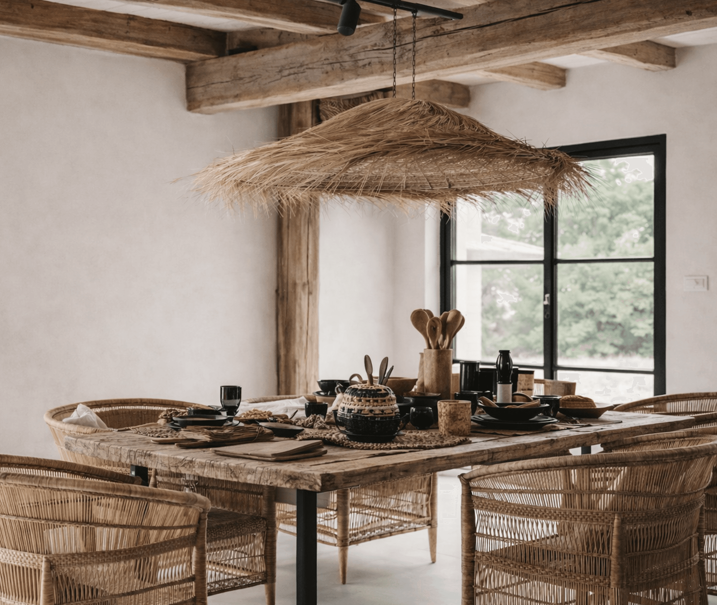 Oversized Palm Leaf Lampshade - LAPOTNE 100 cm - View in a room