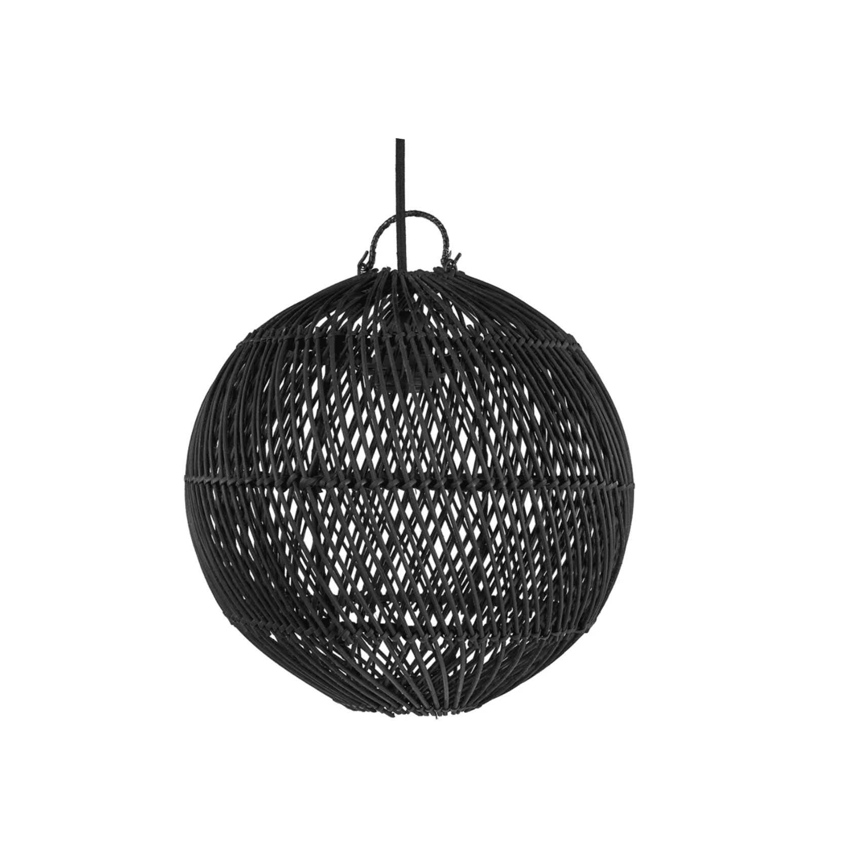 Black Rattan Lampshade BURBULIS - Image 1