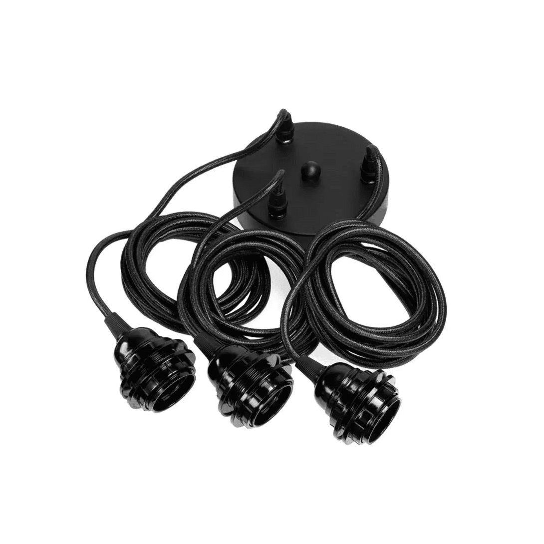 Triple Black Ceiling Lamp Cord 2.5 m - Image 1