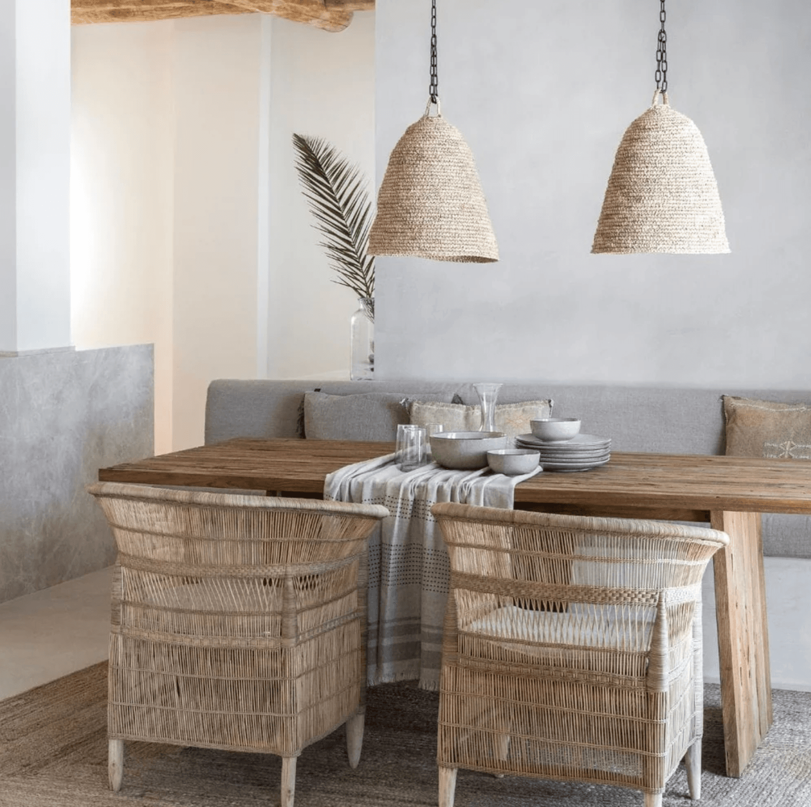 Seagrass Ceiling Lamp 60 cm - View in a room