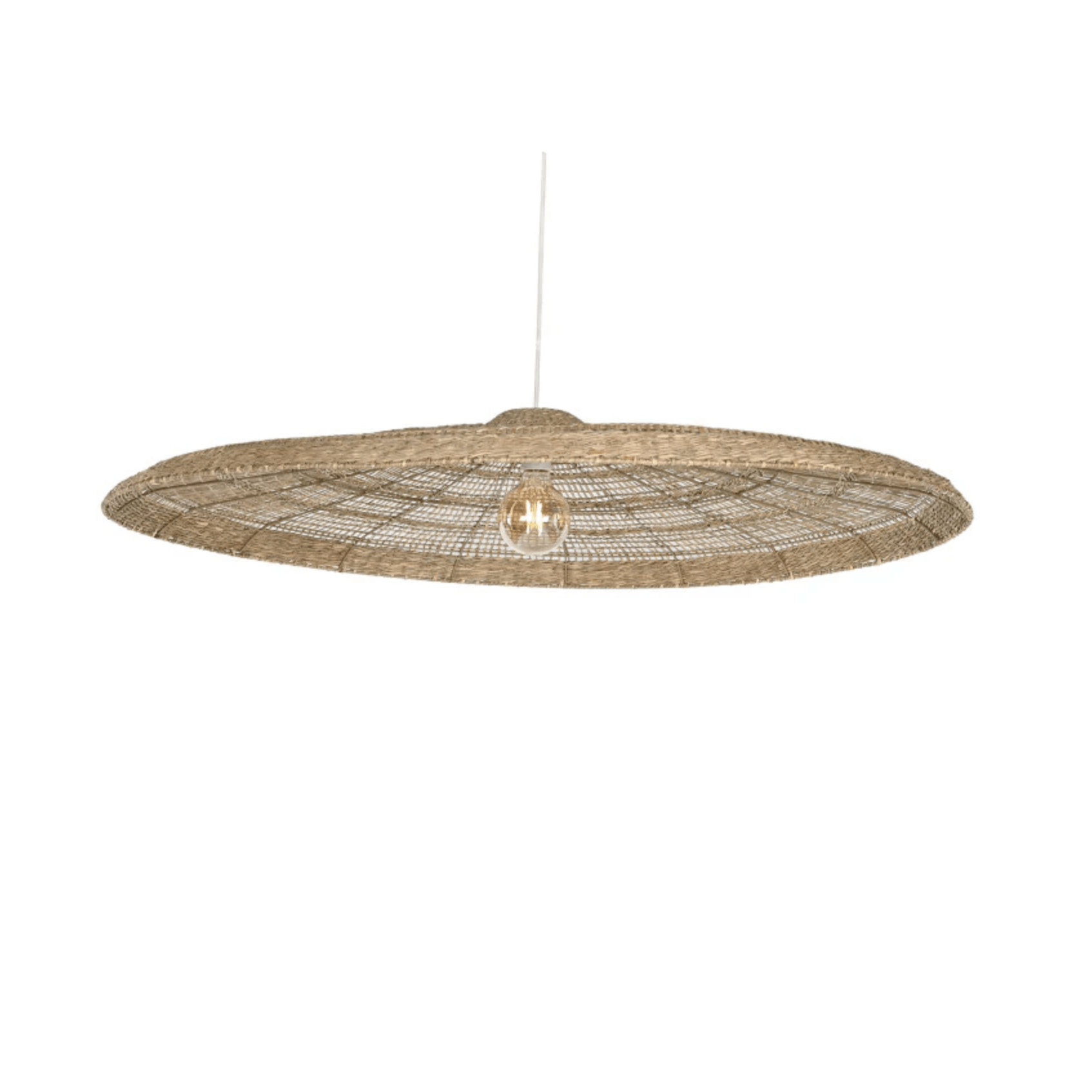 Pīta griestu lampa, apaļa, no niedrēm. Roku darbs, Skandināvu stils.