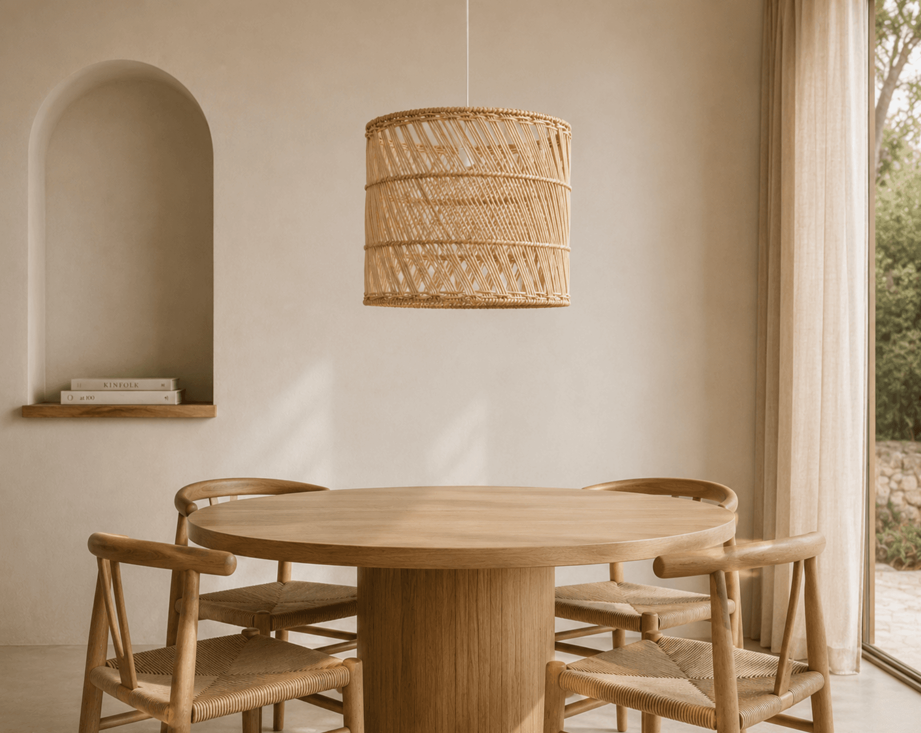 Rattan Ceiling Lampshade HORIZONTS - View in a room