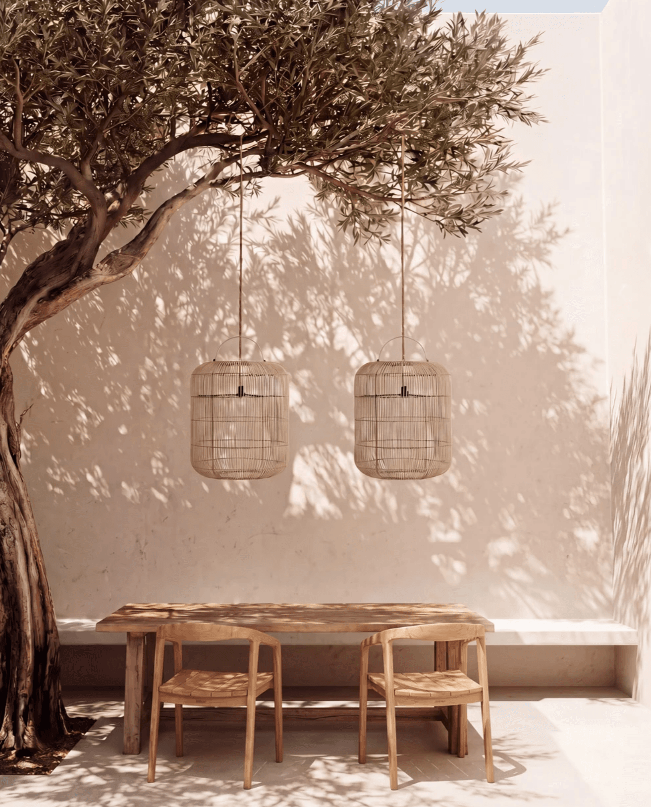Rattan Lampshade STIEBRS - View in a room